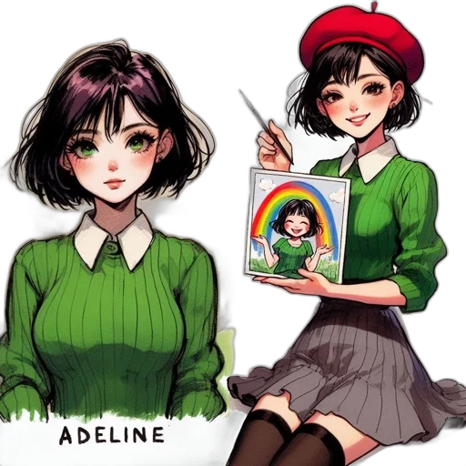 anime, comic book art, concept art, pixel art, green, red, colorful, monochrome transparent PNG cut-out
