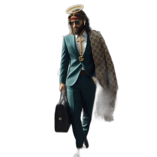 jacket, concept art, photorealistic, cartoon, 3d render, man, luxurious, blue transparent PNG cut-out