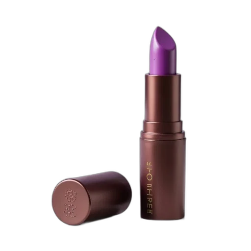 close-up, image, brown, lipstick, tube, purple, cap, placed transparent PNG cut-out