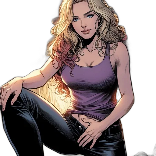 comic book art, cartoon, concept art, confident, woman, long, blonde, hair transparent PNG cut-out