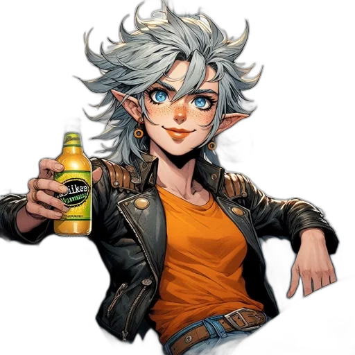 jacket, bottle, dragon, concept art, fantasy art, anime, pixel art, golden transparent PNG cut-out