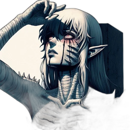 mask, face, creature, concept art, fantasy art, comic book art, cyberpunk, monochrome transparent PNG cut-out