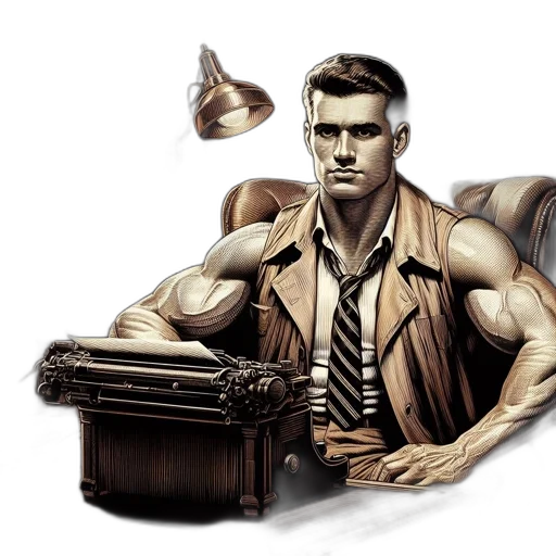 furniture, jacket, comic book art, concept art, photorealistic, fantasy art, earth tones, man transparent PNG cut-out