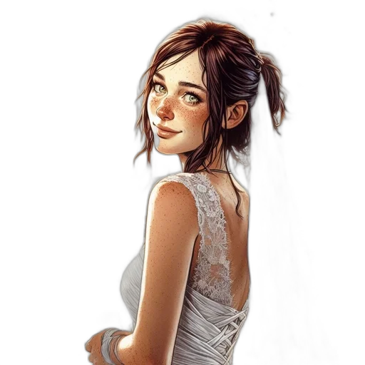 dress, face, concept art, fantasy art, photorealistic, comic book art, earth tones, pastel transparent PNG cut-out