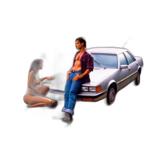car, furniture, robot, shoes, vaporwave, concept art, pixel art, photorealistic transparent PNG cut-out