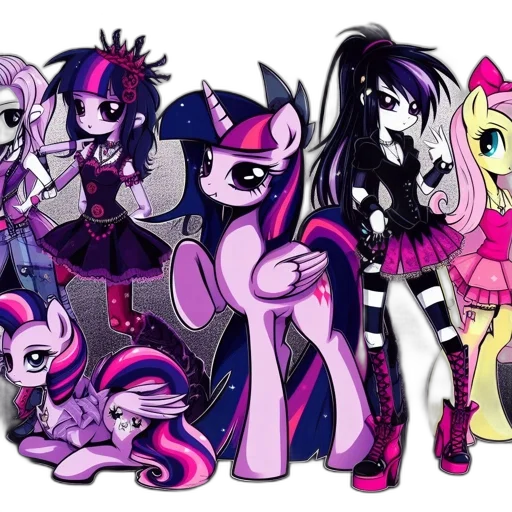 cartoon, fantasy art, concept art, anime, dark, monochrome, colorful, three transparent PNG cut-out