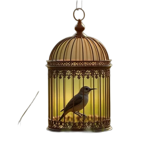 jewelry, animal, staff, photorealistic, 3d render, close-up, image, birdcage transparent PNG cut-out