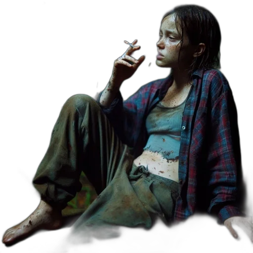 jacket, concept art, photorealistic, oil painting, comic book art, blue, damp, weather transparent PNG cut-out