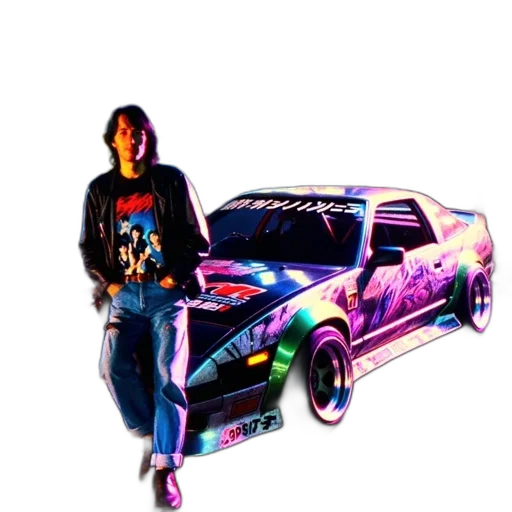 car, animal, weapon, jacket, vaporwave, pixel art, 3d render, concept art transparent PNG cut-out