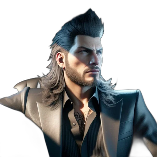 jacket, hair, face, concept art, 3d render, photorealistic, fantasy art, man transparent PNG cut-out