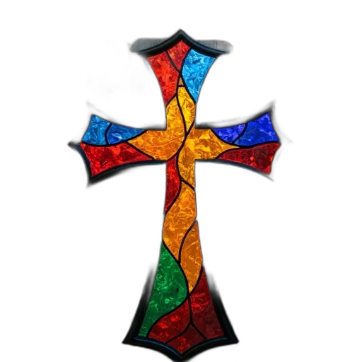 sword, jewelry, staff, 3d render, colorful, stained, glass, cross transparent PNG cut-out
