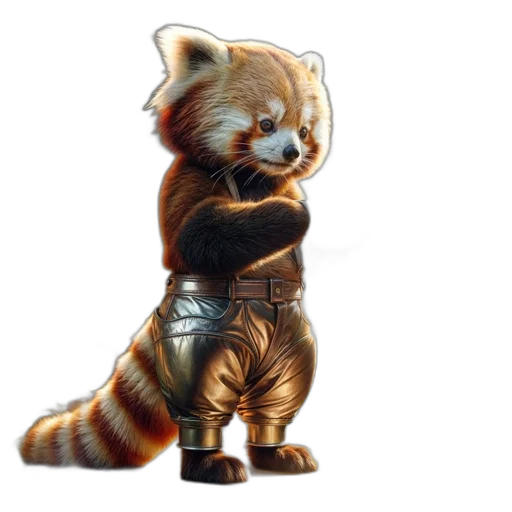 animal, staff, concept art, 3d render, pixel art, fantasy art, red, panda transparent PNG cut-out