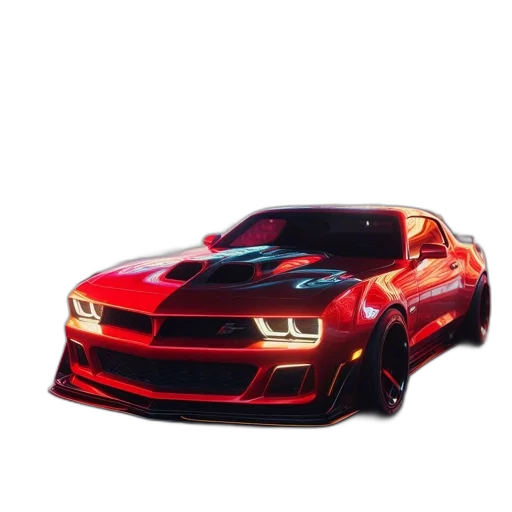 car, animal, weapon, 3d render, photorealistic, concept art, pixel art, red transparent PNG cut-out