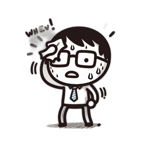 staff, cartoon, concept art, monochrome, blue, pastel, anxious, man transparent PNG cut-out