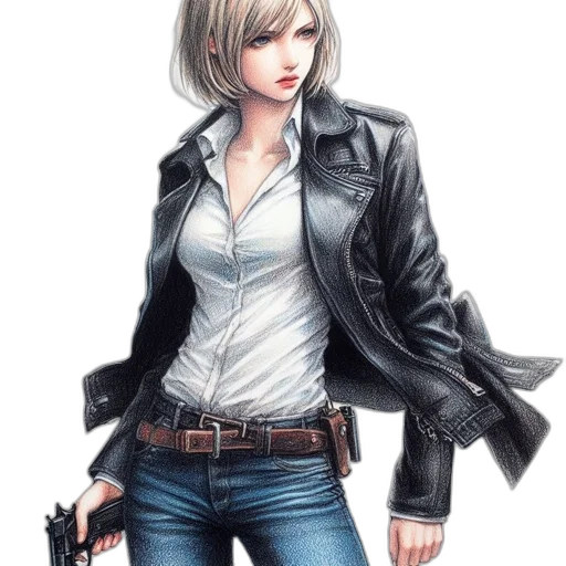 jacket, weapon, concept art, comic book art, photorealistic, fantasy art, illustration, portrays transparent PNG cut-out