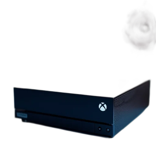 3d render, concept art, black, xbox, console, placed, blue, surface transparent PNG cut-out