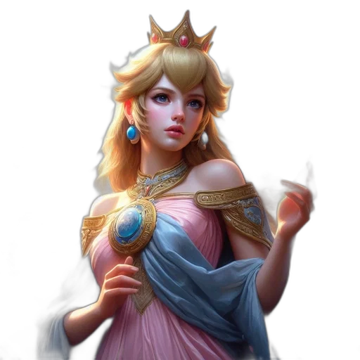 crown, dress, jewelry, fantasy art, concept art, 3d render, pixel art, pastel transparent PNG cut-out