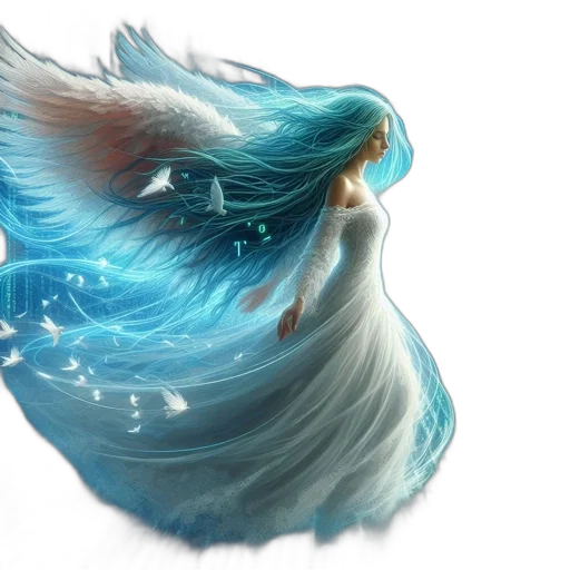 hair, dragon, fantasy art, photorealistic, concept art, 3d render, blue, female transparent PNG cut-out