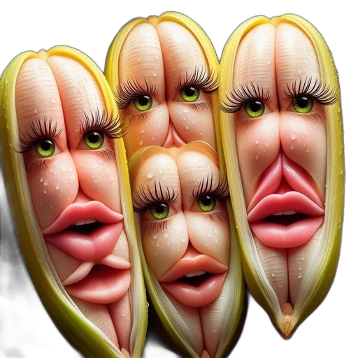 mask, face, shoes, food, photorealistic, 3d render, concept art, bananas transparent PNG cut-out