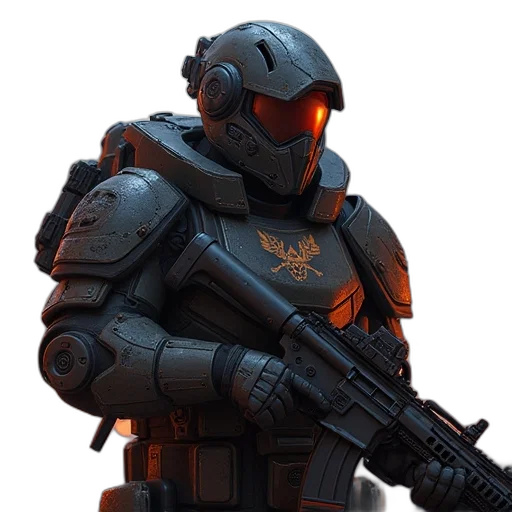 robot, weapon, concept art, 3d render, pixel art, cyberpunk, red, golden transparent PNG cut-out