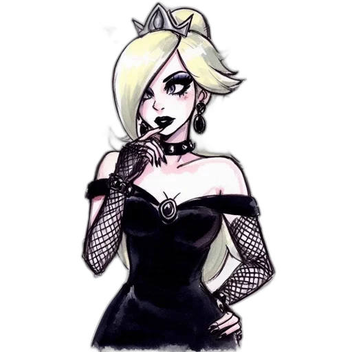 dress, crown, staff, cartoon, pixel art, concept art, comic book art, monochrome transparent PNG cut-out