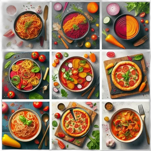 food, photorealistic, 3d render, colorful, neon, red, monochrome, collage transparent PNG cut-out