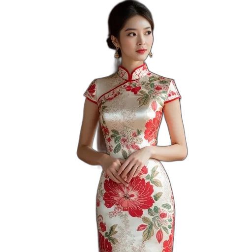 dress, photorealistic, oil painting, red transparent PNG cut-out