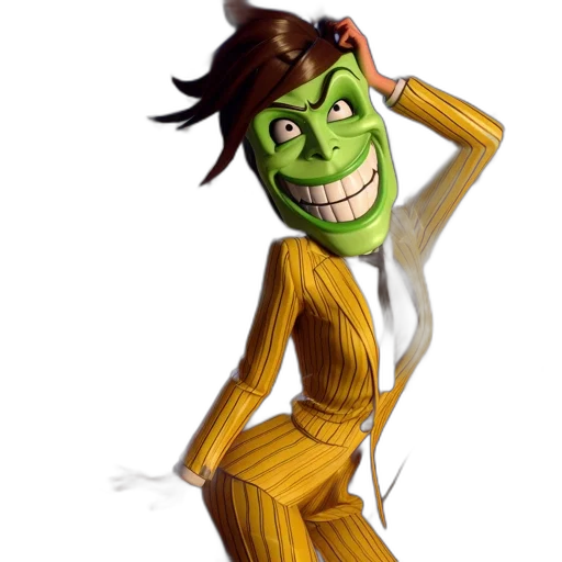 mask, face, dress, staff, concept art, cartoon, 3d render, comic book art transparent PNG cut-out