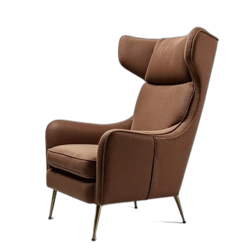 furniture, 3d render, wing, chair, modern, style, has, brass transparent PNG cut-out