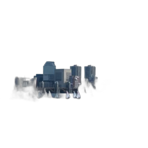 building, robot, concept art, pixel art, 3d render, photorealistic, fog, city street transparent PNG cut-out