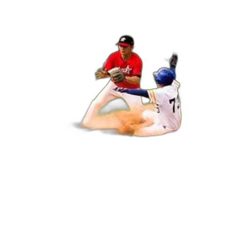 hat, creature, baseball, player, red, shirt, slides, into transparent PNG cut-out