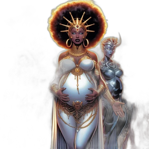 concept art, fantasy art, comic book art, golden, ensemble, diverse, animated, characters transparent PNG cut-out