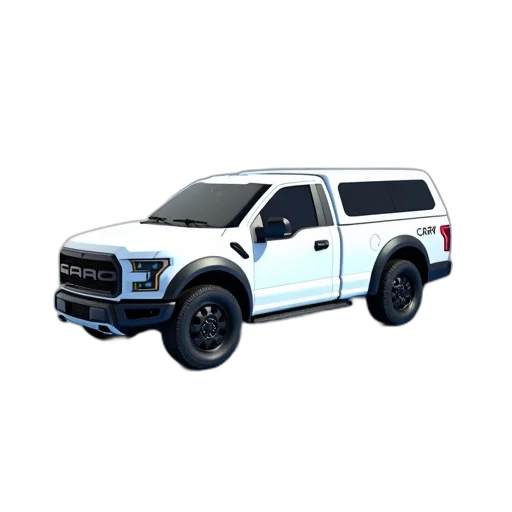 car, 3d render, photorealistic, concept art, white, pickup, truck, closed transparent PNG cut-out
