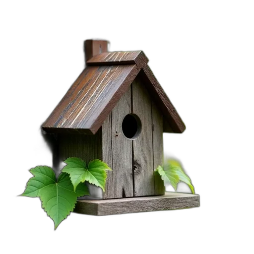 building, 3d render, photorealistic, wooden, birdhouse, brown, roof, small transparent PNG cut-out
