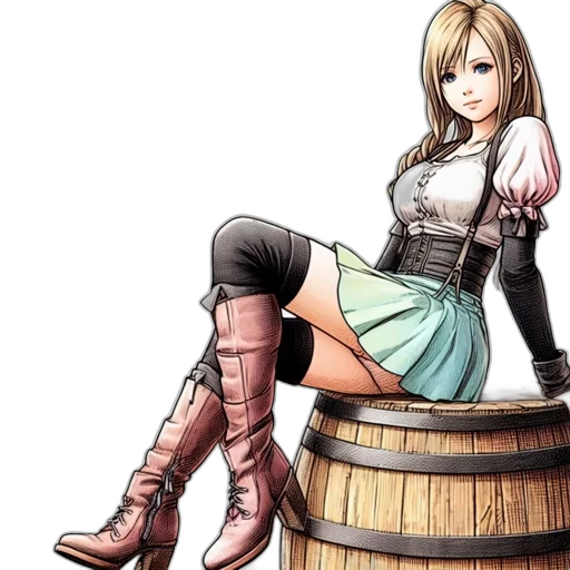 dress, weapon, concept art, fantasy art, comic book art, anime, monochrome, animated transparent PNG cut-out