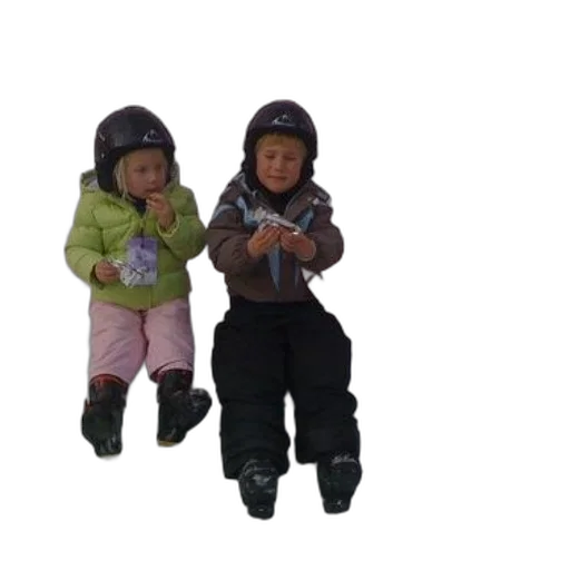 3d render, concept art, outer space, two, children, ski, gear, sit transparent PNG cut-out