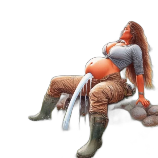 concept art, fantasy art, comic book art, photorealistic, earth tones, pregnant, woman, casual transparent PNG cut-out