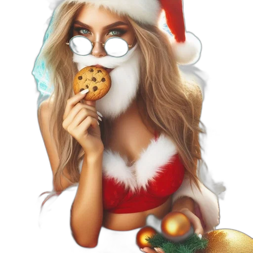 cartoon, fantasy art, concept art, photorealistic, woman, dressed, santa, claus transparent PNG cut-out