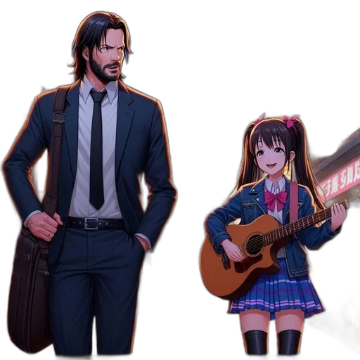 anime, concept art, cartoon, pixel art, city street, dark, formal-suited, man transparent PNG cut-out