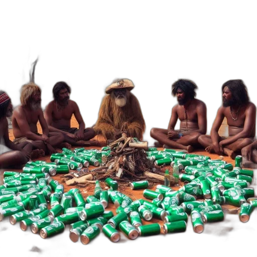 concept art, fire, forest, five, individuals, sit, circle, sandy transparent PNG cut-out