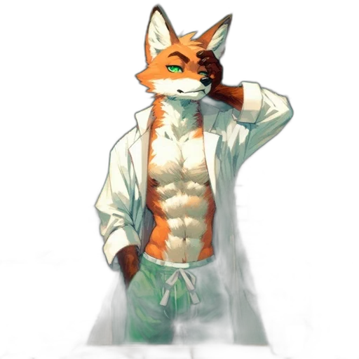 staff, jacket, mask, animal, watercolor, concept art, pixel art, fantasy art transparent PNG cut-out