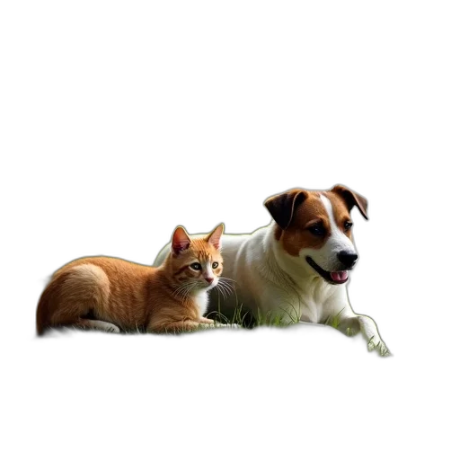 animal, staff, photorealistic, 3d render, pixel art, concept art, cat, dog transparent PNG cut-out