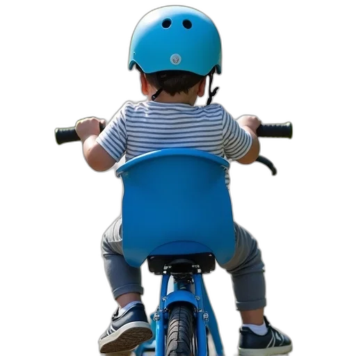 toddler, wearing, blue, helmet, striped, shirt, sitting, child transparent PNG cut-out