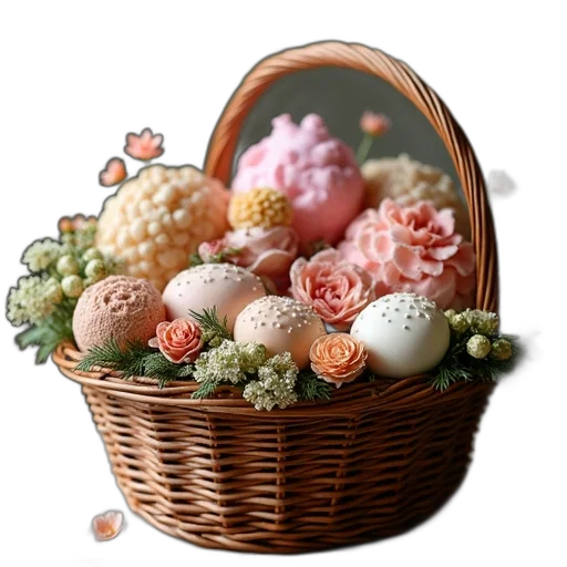 food, jewelry, photorealistic, 3d render, pastel, sympathy, gift, basket transparent PNG cut-out