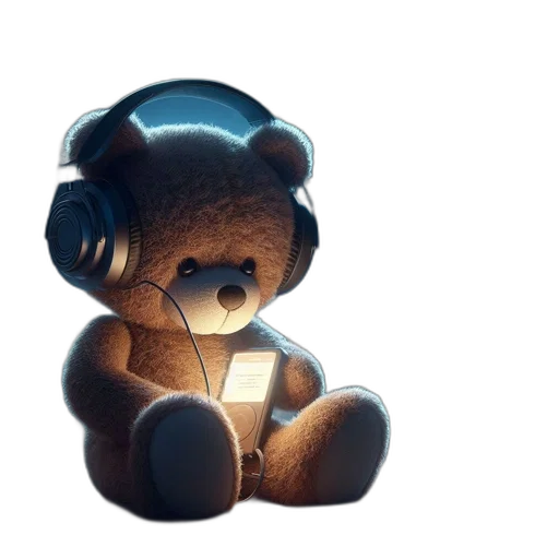 3d render, concept art, photorealistic, fantasy art, night, teddy, bear, donning transparent PNG cut-out