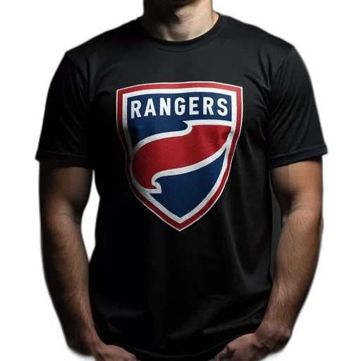 dynamic, rangers, logo, front, black, shirt transparent PNG cut-out