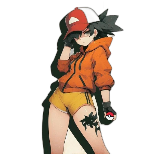 jacket, hat, weapon, staff, concept art, pixel art, anime, cartoon transparent PNG cut-out