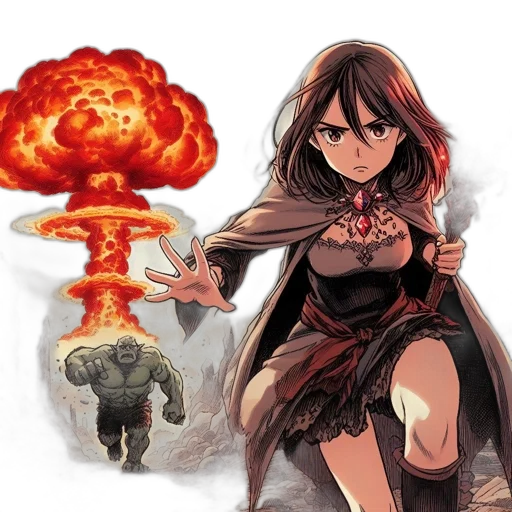 weapon, animal, concept art, comic book art, fantasy art, anime, fire, post-apocalyptic transparent PNG cut-out