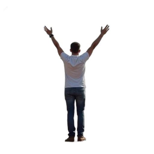 staff, jacket, 3d render, man, white, shirt, blue, jeans transparent PNG cut-out