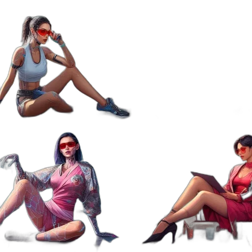 concept art, 3d render, cyberpunk, comic book art, neon, red, colorful, pastel transparent PNG cut-out